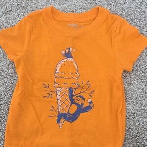Cat & Jack Orange Tee with Ice Cream and Animal Print